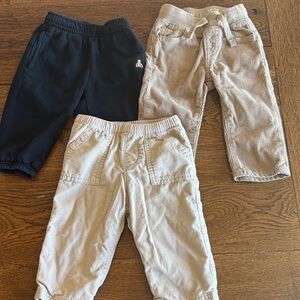 GAP Kids 12-18 Joggers and Corduroy Pants - Black, Beige, and Tan 3 Piece Set
